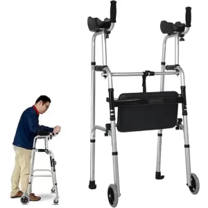 Walkers for Seniors Lightweight, Walking Frame with Seat and Wheels, Height Adjustable, Foldable, Mobility Aids Equipment for the Elderly (Size 4 wheels).webp